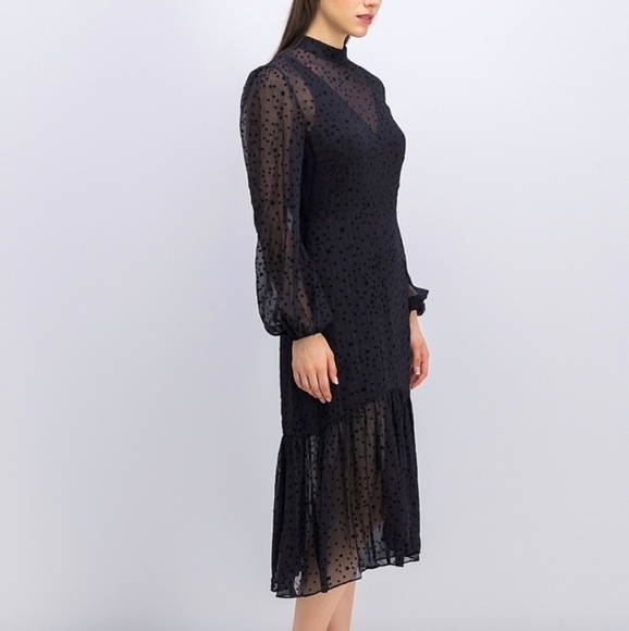 NWT Avec Les Filles flocked stars sheer dress - Picture 5 of 10